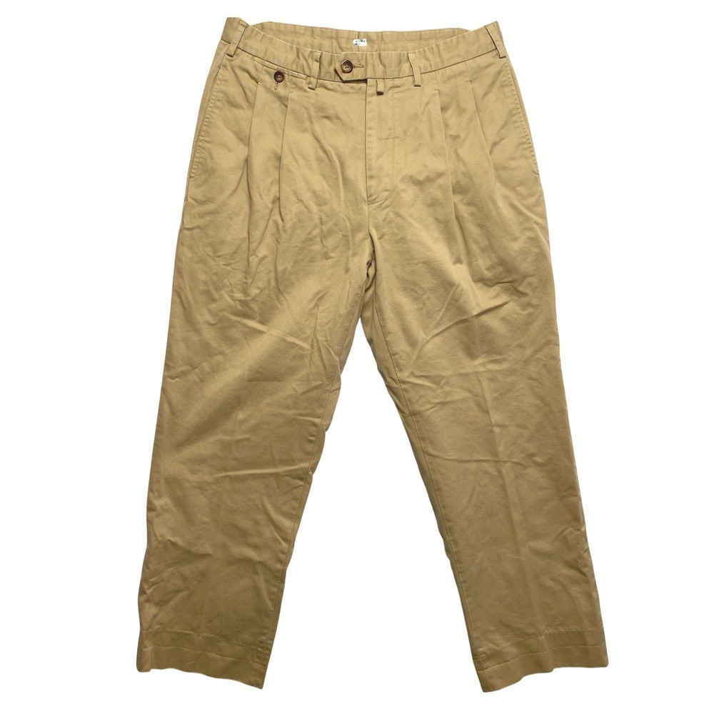 Vintage Faconnable Chino Pants Mens Size 34R Tan Khaki 100% CottonPleated